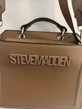 Steve Madden Brown Structured Logo Satchel